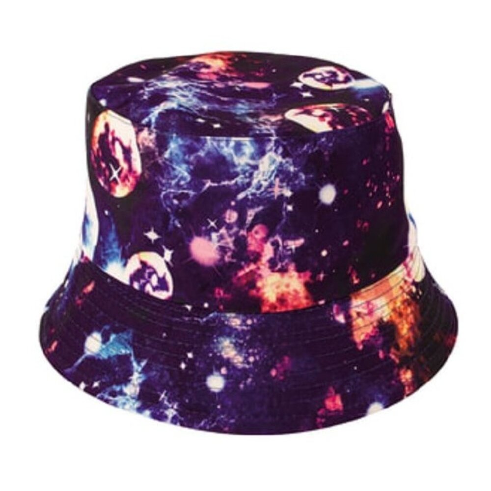 New Galaxy Bucket Hat Adult One Size Summer Reversible Cosmos Planets Moon Space